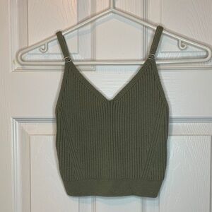 Abercrombie & Fitch Olive Ribbed Camisole Cropped Top Tank Style Size Small